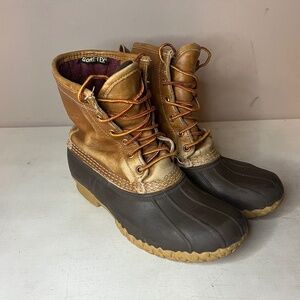 Vintage LL Bean Duck Boots Leather Lace Up Mid Calf Maine Hunting Made in USA